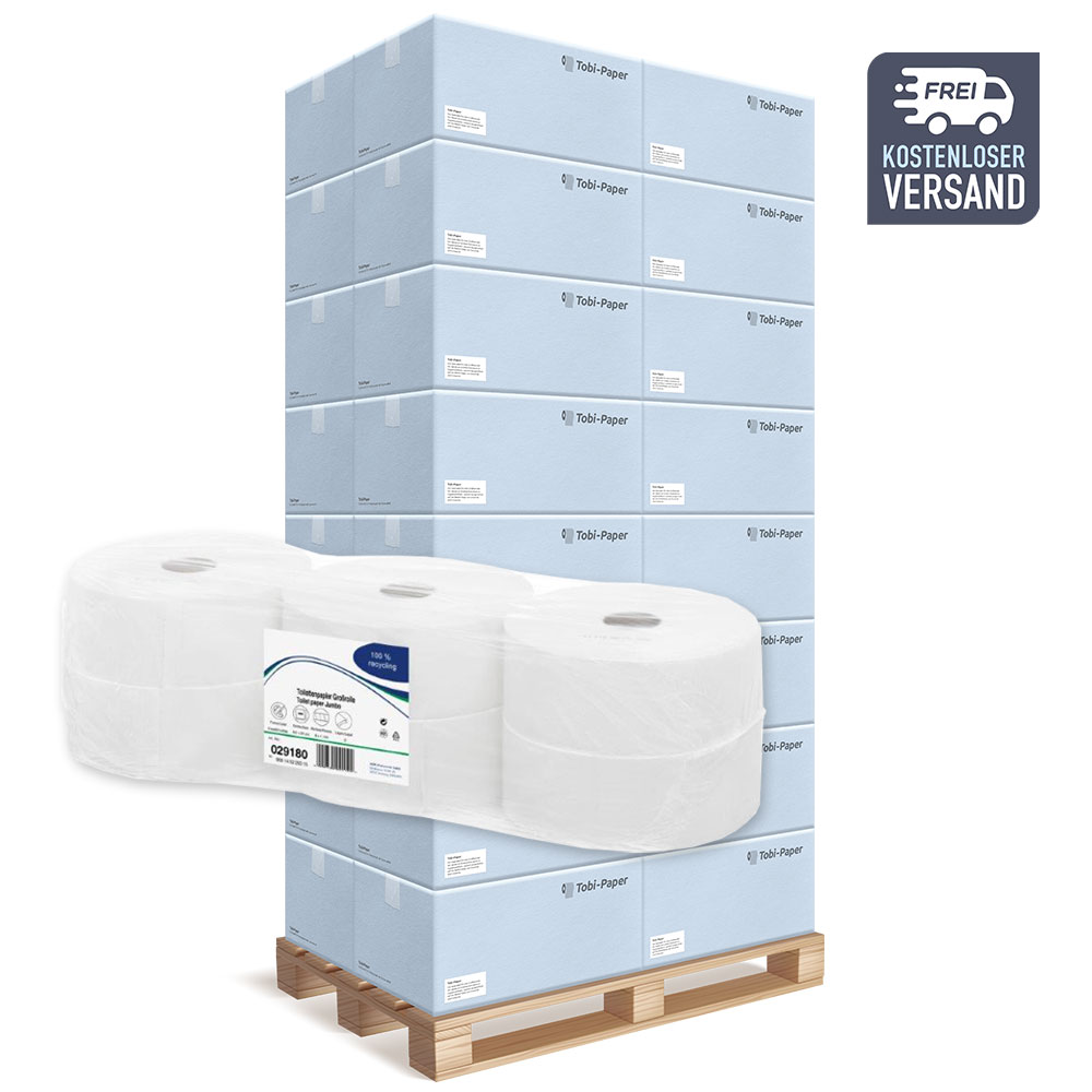 1 Palette Jumborollen Toilettenpapier Wepa Satino Comfort 2-lagig Recycling hochweiß Ø 24cm 275m pro Rolle 264 Rollen