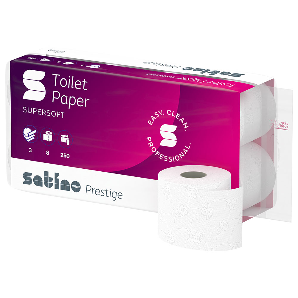 Toilettenpapier Satino by WEPA Prestige 3-lagig Zellstoff 250 Blatt - 64 Rollen