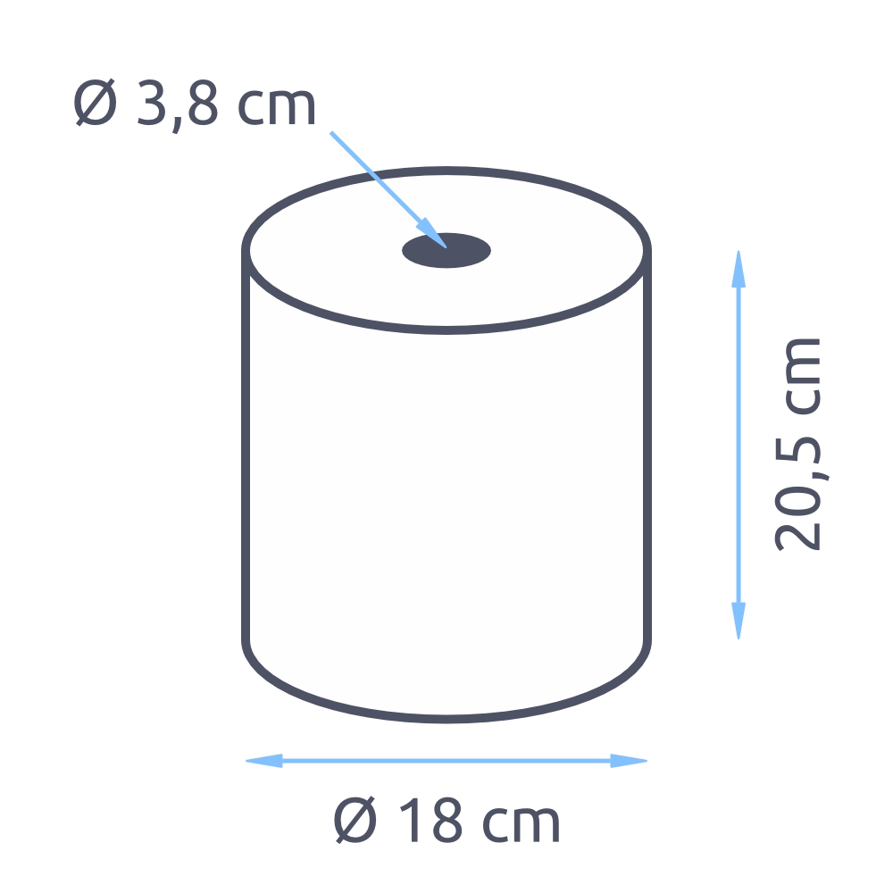 Handtuchrollen 2-lagig Zellstoff hochweiß 20,5cm Breite 3,8cm Hülse - Palette (40 VE)