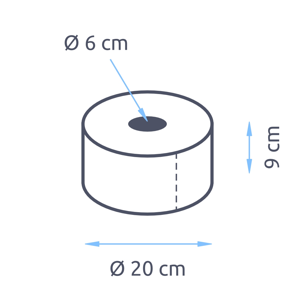 Mini-Jumborollen Toilettenpapier 2-lagig hochweiß Ø 20cm 180m pro Rolle