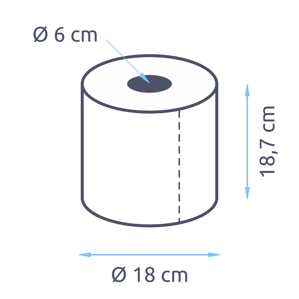 Handtuchrollen 2-lagig Zellstoff hochweiß 18,7cm Breite 6er Hülse - Palette (55 VE)