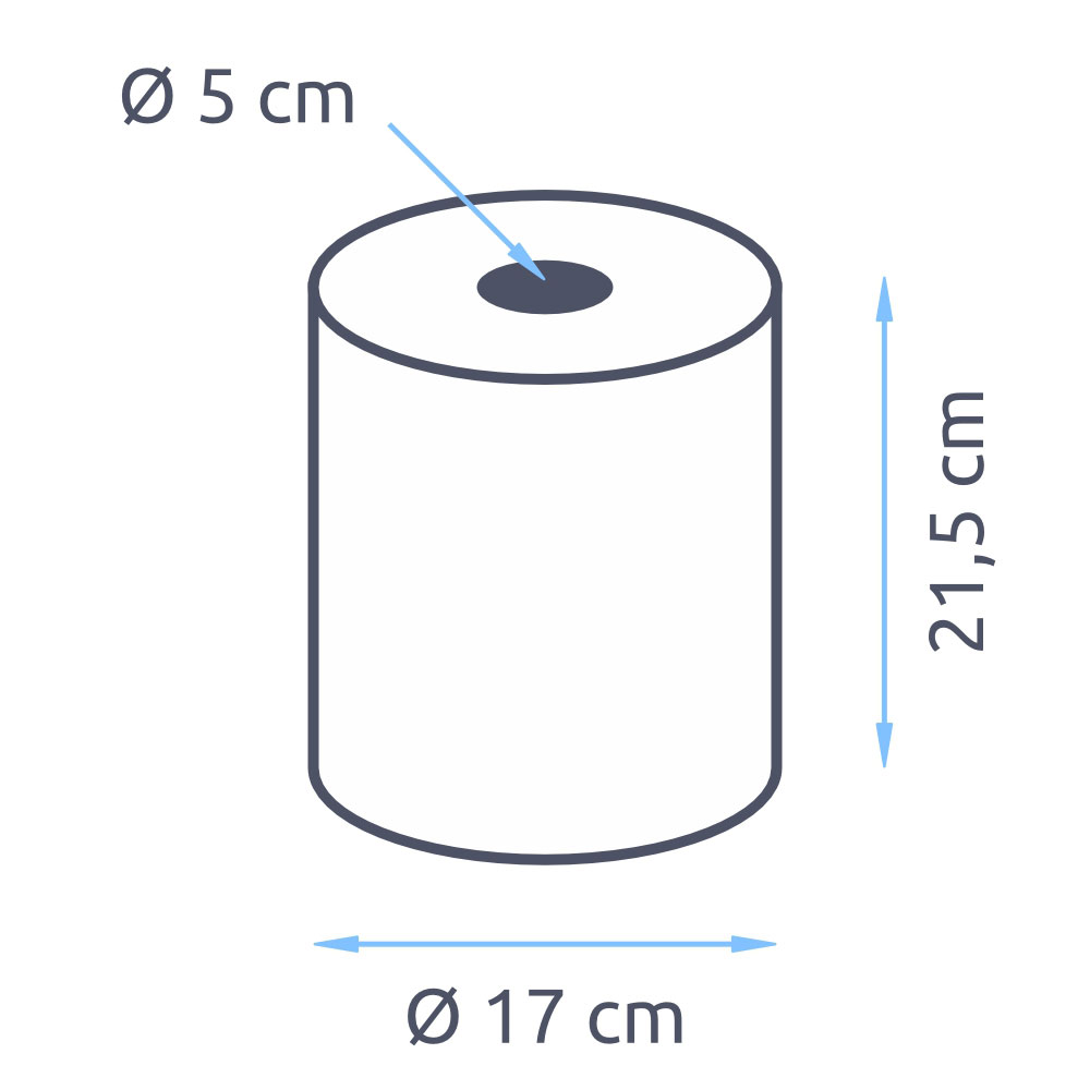 Handtuchrollen 2-lagig Zellstoff hochweiß 21,5cm Breite 5cm Hülse - 6er Pack