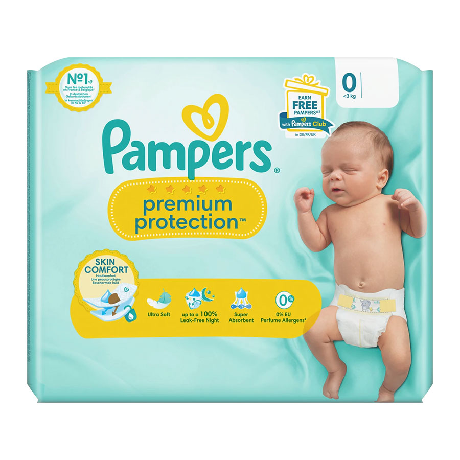 Pampers Premium Protection Größe 0 (bis 3kg) 144 Stück