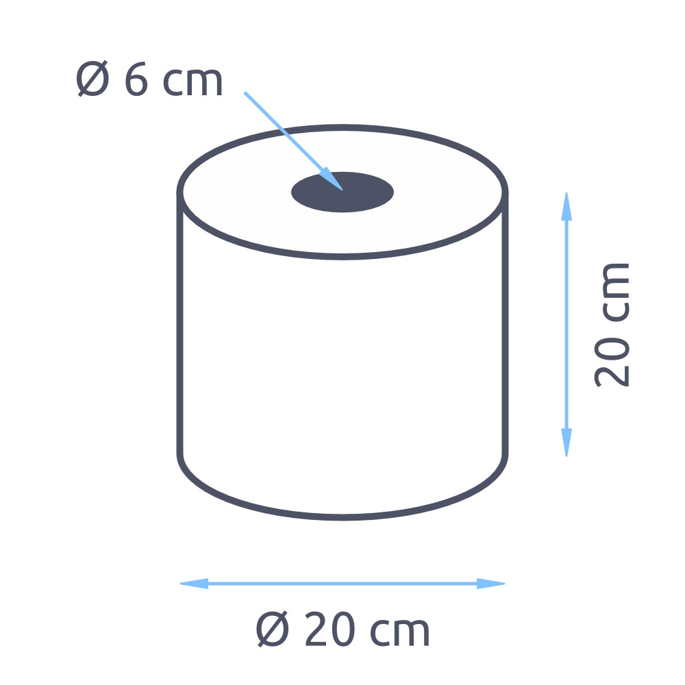 Handtuchrollen 1-lagig Recycling weiß 20cm Breite 6cm Hülse - 6er Pack